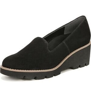 Vionic‎ Willa Wedge Black Suede Leather Size 8.5 Women's Slip-on Loafer
